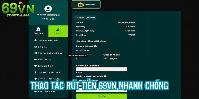 Thao tác chuyển vốn về thẻ ngân hàng đơn giản, nhanh chóng